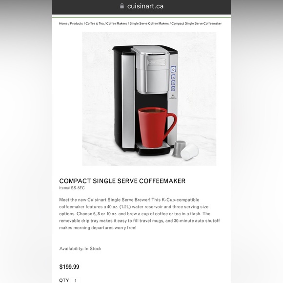 NEW Cuisinart CoffeeMaker Model SS-5EC - Picture 3 of 3